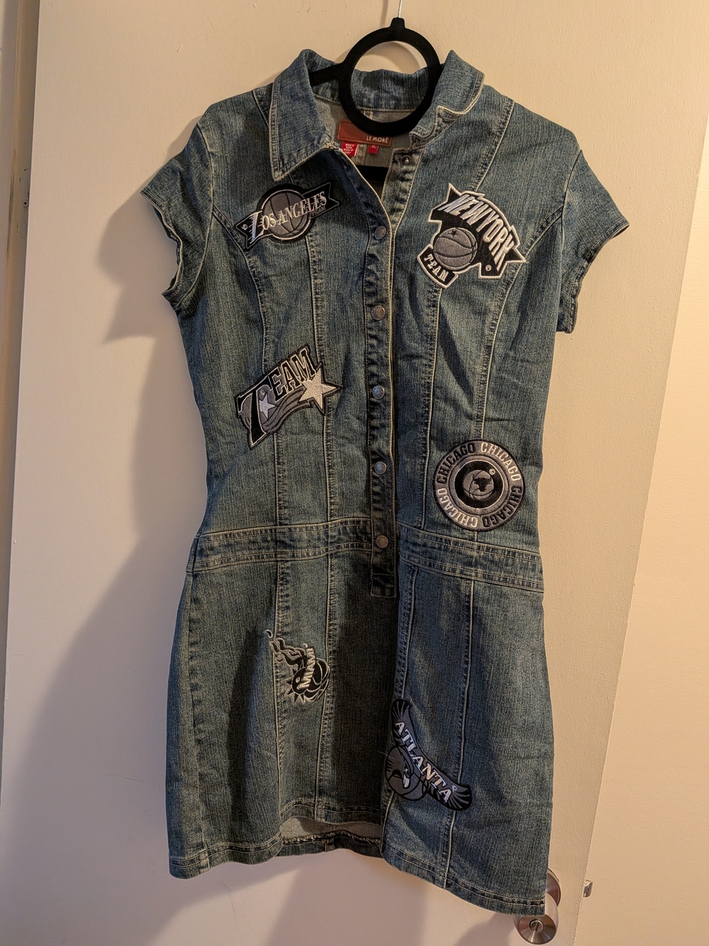 Denim Patchwork Mini Dress - Blue